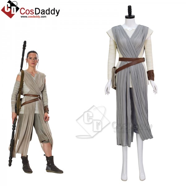Star Wars 7 The Force Awakens Rey Cosplay Costume Halloween Outfit Grey Version