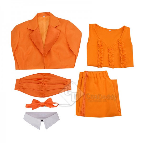 Dumb and Dumber Lloyd Christmas Orange Suit Cosplay Costume Halloween Outfit For Women