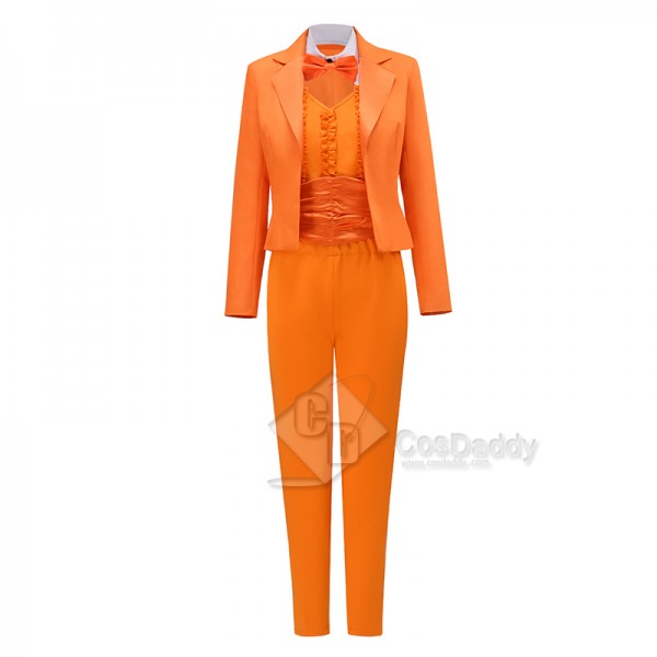 Dumb and Dumber Lloyd Christmas Orange Suit Cosplay Costume Halloween Outfit For Women