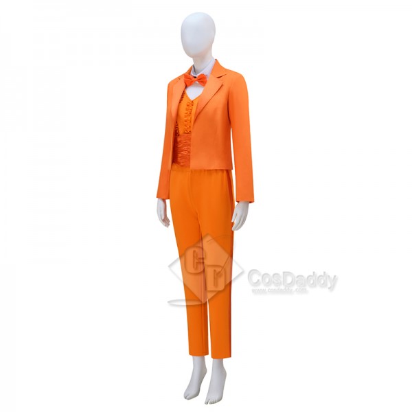 Dumb and Dumber Lloyd Christmas Orange Suit Cosplay Costume Halloween Outfit For Women