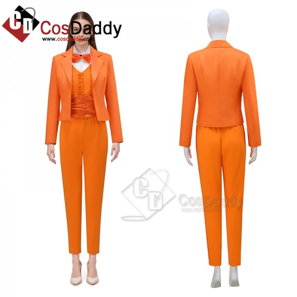 Dumb and Dumber Lloyd Christmas Orange Suit Cosplay Costume Halloween Outfit For Women