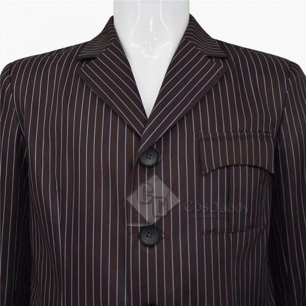 10th Doctor Brown Suit Blue Striped Doctor Who Tenth Doctor Cosplay Costume Updated Version