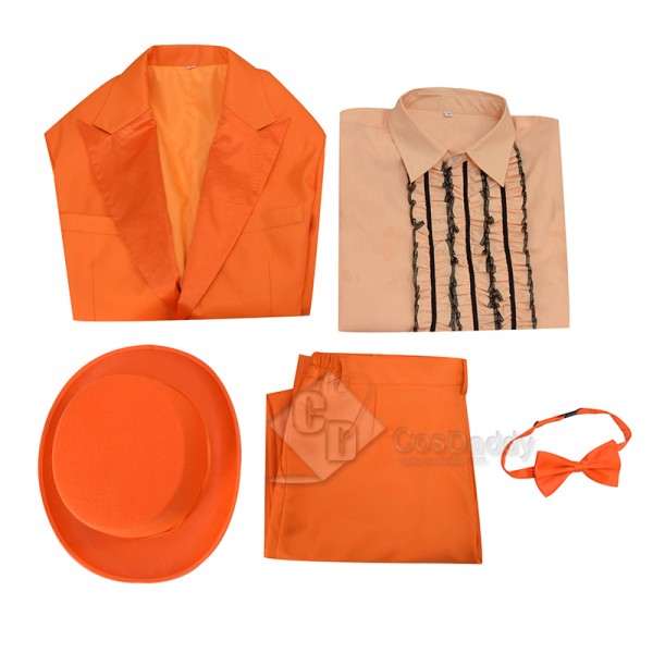 Dumb and Dumber Lloyd Christmas Men Orange Suit Cosplay Costume Halloween Outfit