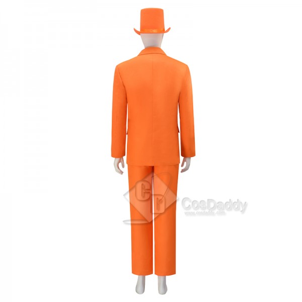 Dumb and Dumber Lloyd Christmas Men Orange Suit Cosplay Costume Halloween Outfit