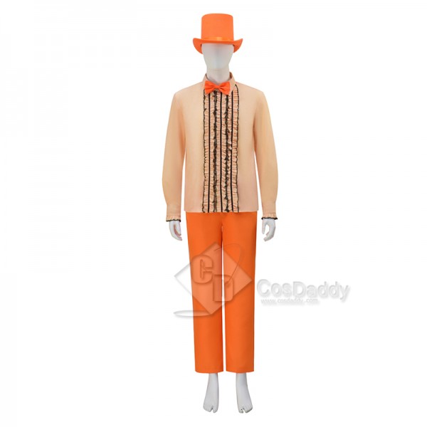 Dumb and Dumber Lloyd Christmas Men Orange Suit Cosplay Costume Halloween Outfit