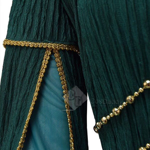 The Rings of Power Season 2 Lady Galadriel Green Dress Cosplay Costume Halloween Suit