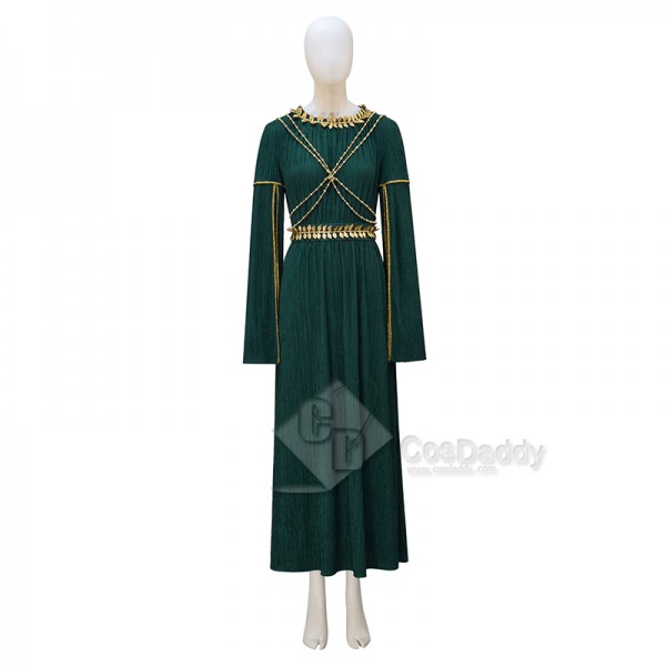 The Rings of Power Season 2 Lady Galadriel Green Dress Cosplay Costume Halloween Suit