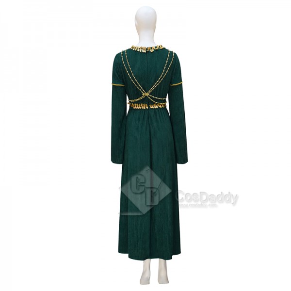 The Rings of Power Season 2 Lady Galadriel Green Dress Cosplay Costume Halloween Suit