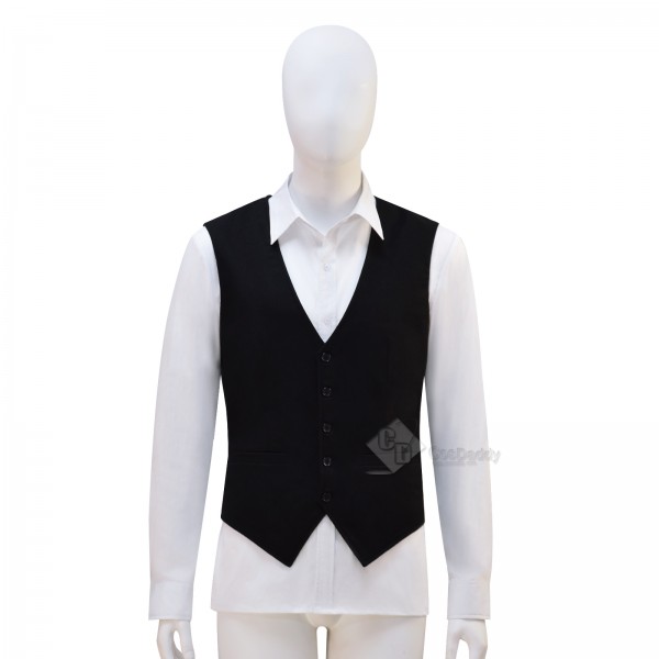 Doctor Who 12th Dark Black Vest with White French Shirt Cosplay Costume