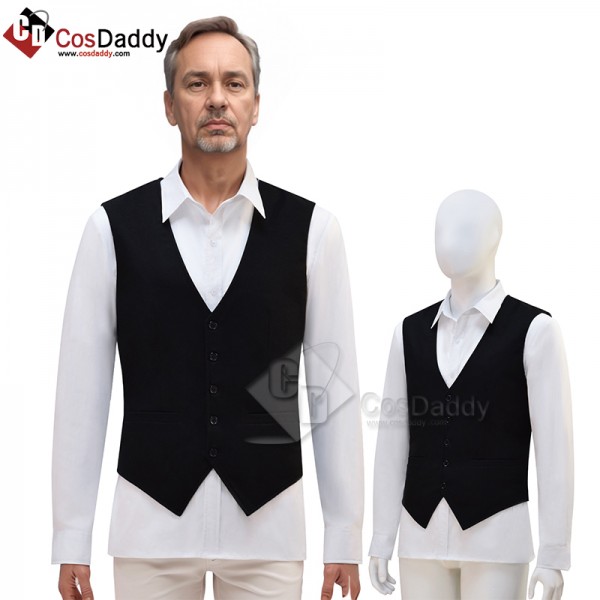 Doctor Who 12th Dark Black Vest with White French Shirt Cosplay Costume