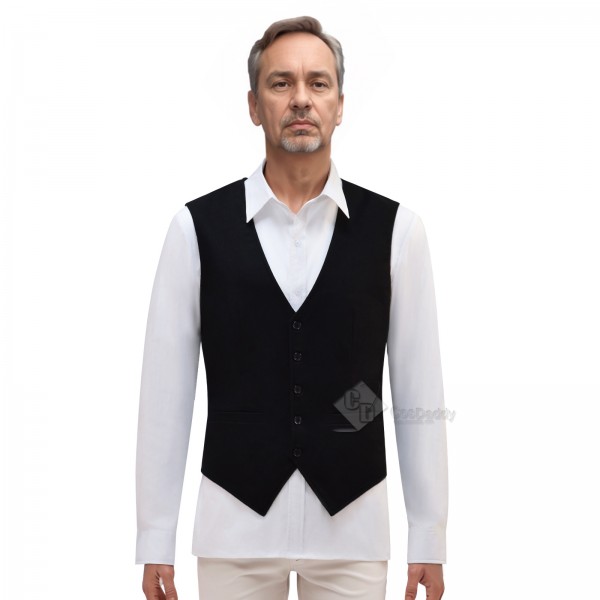 Doctor Who 12th Dark Black Vest with White French Shirt Cosplay Costume