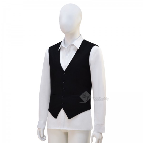 Doctor Who 12th Dark Black Vest with White French Shirt Cosplay Costume