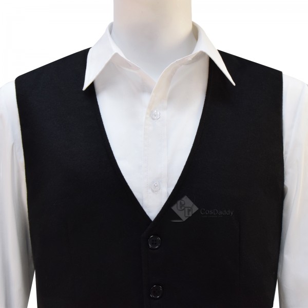 Doctor Who 12th Dark Black Vest with White French Shirt Cosplay Costume