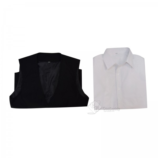 Doctor Who 12th Dark Black Vest with White French Shirt Cosplay Costume