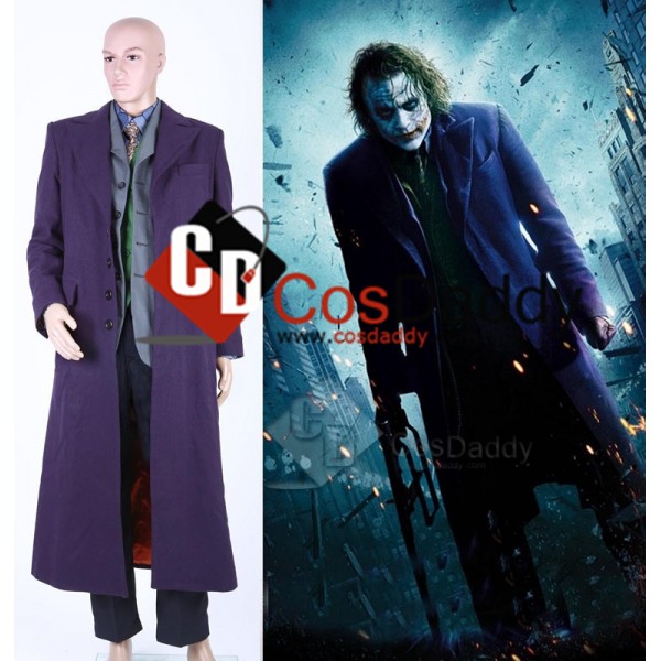 The Dark Knight Batman Joker Clown Purple Coat Cosplay Costume Halloween